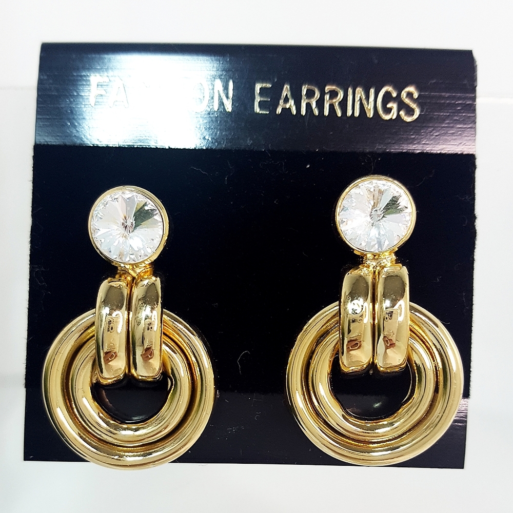 NEW Fashion💛Gold Tone Rhinestone Earings